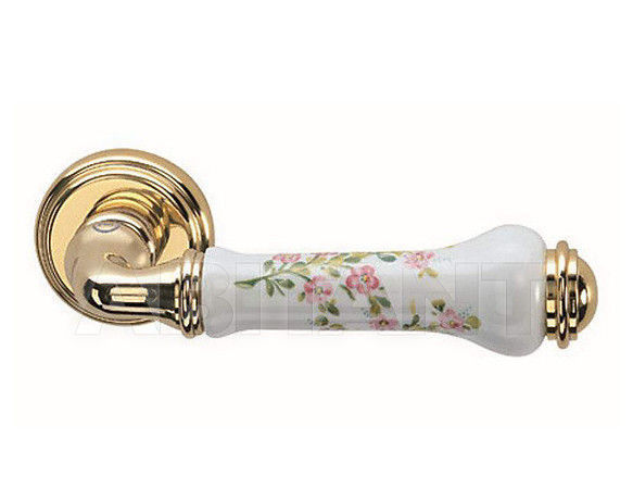 Buy Door handle Valli Handles 2012 H 176 R8 Shiny gold / porcelain with flowers