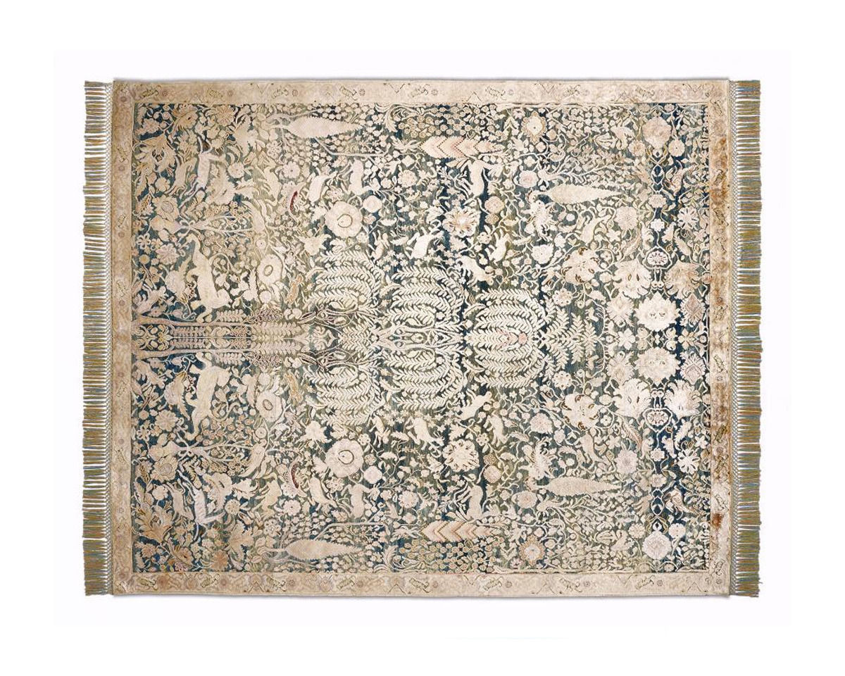Buy Modern carpet Rug Star Oxidized Belle Époque Tree of Life | MidNightBlue | SilkFringes