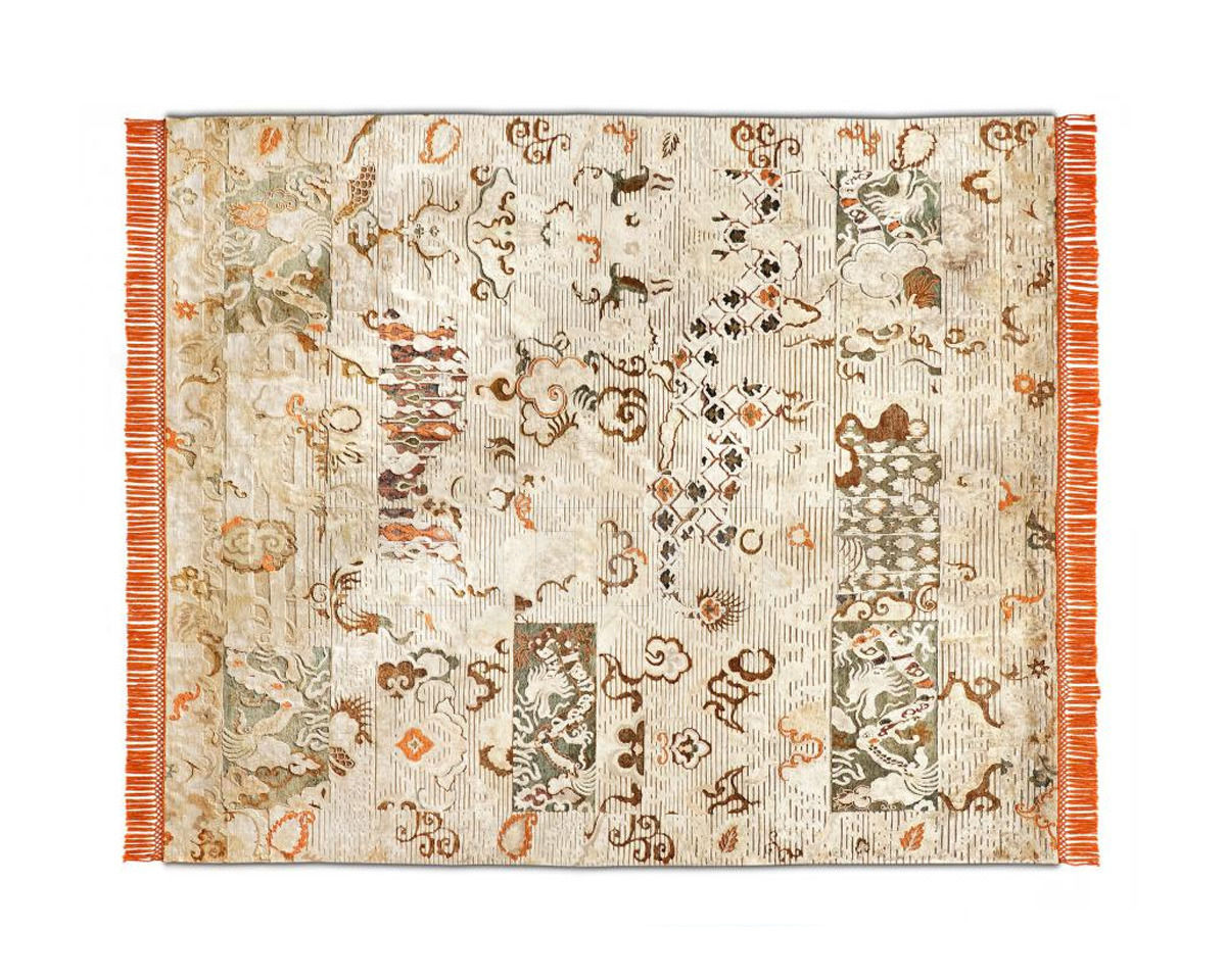 Buy Modern carpet Rug Star Oxidized Ikat Dragon No. 01 | Copper | SilkFringes